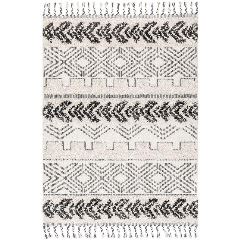 Light Gray Braided Shag 10' x 14' Synthetic Area Rug