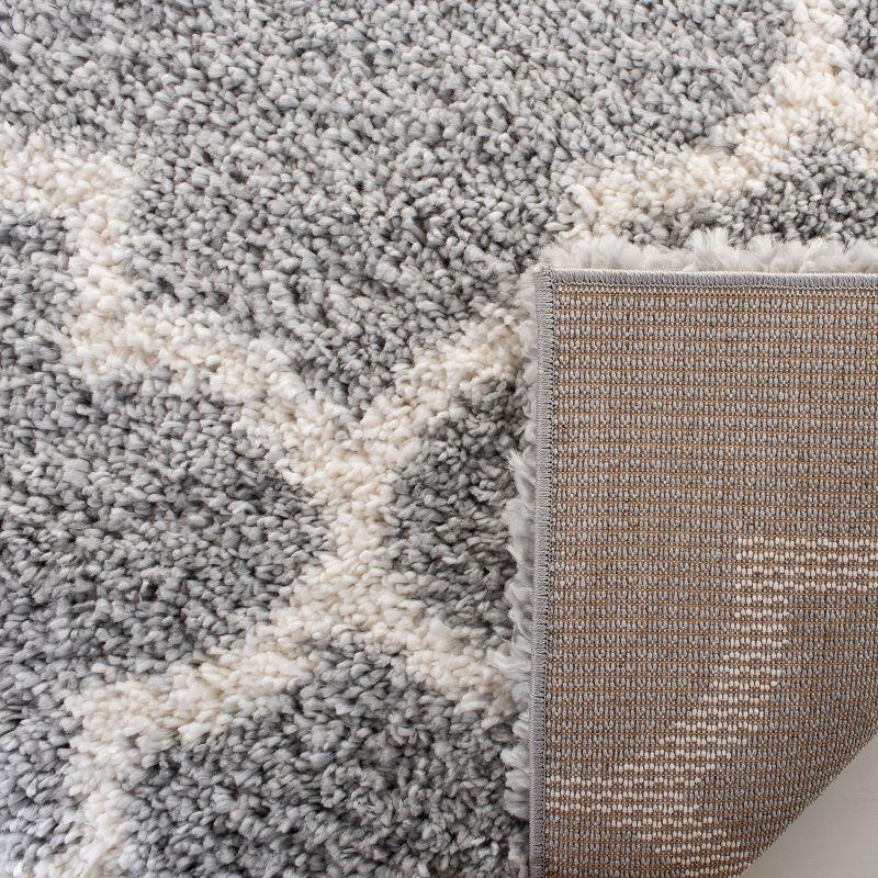 Fontana Shag 800 FNT818 Power Loomed Indoor Area Rug - Grey/Cream - 5'3"x5'3" - Safavieh