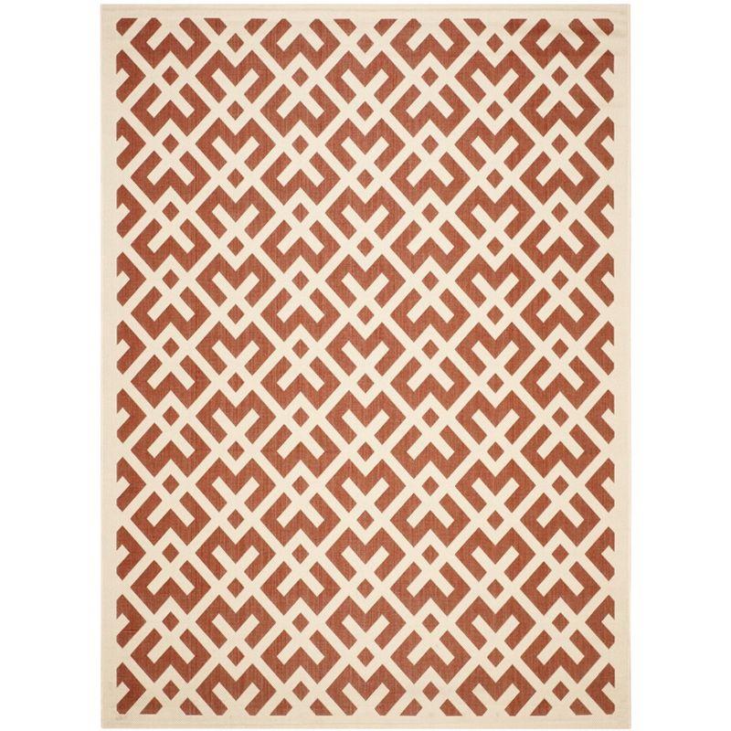 Courtyard CY6915 Power Loomed Indoor and Outdoor Area Rug - Red/Bone - 9'x12' - Safavieh
