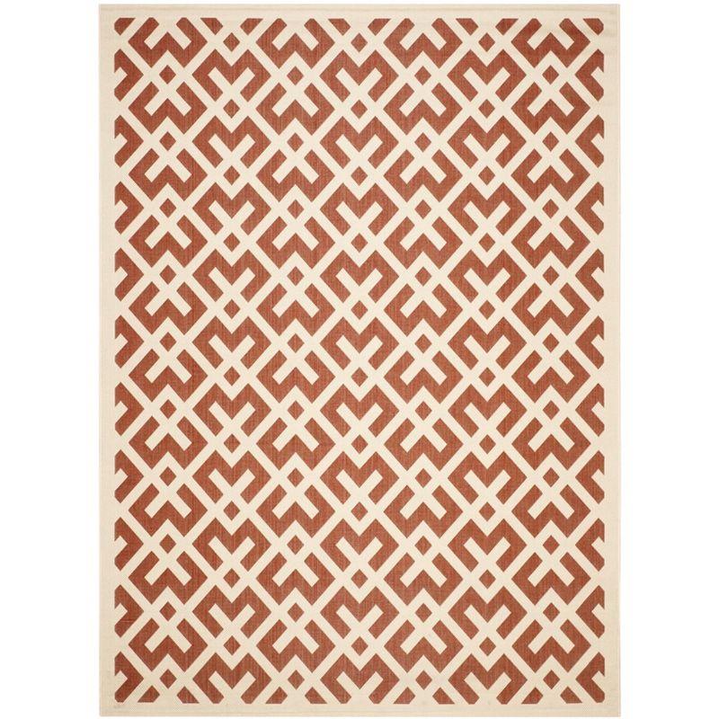 Courtyard CY6915 Power Loomed Indoor and Outdoor Area Rug - Red/Bone - 8'x11' - Safavieh