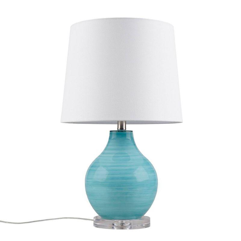 Maelle Blue Aqua Swirl Glass Table Lamp with White Shade