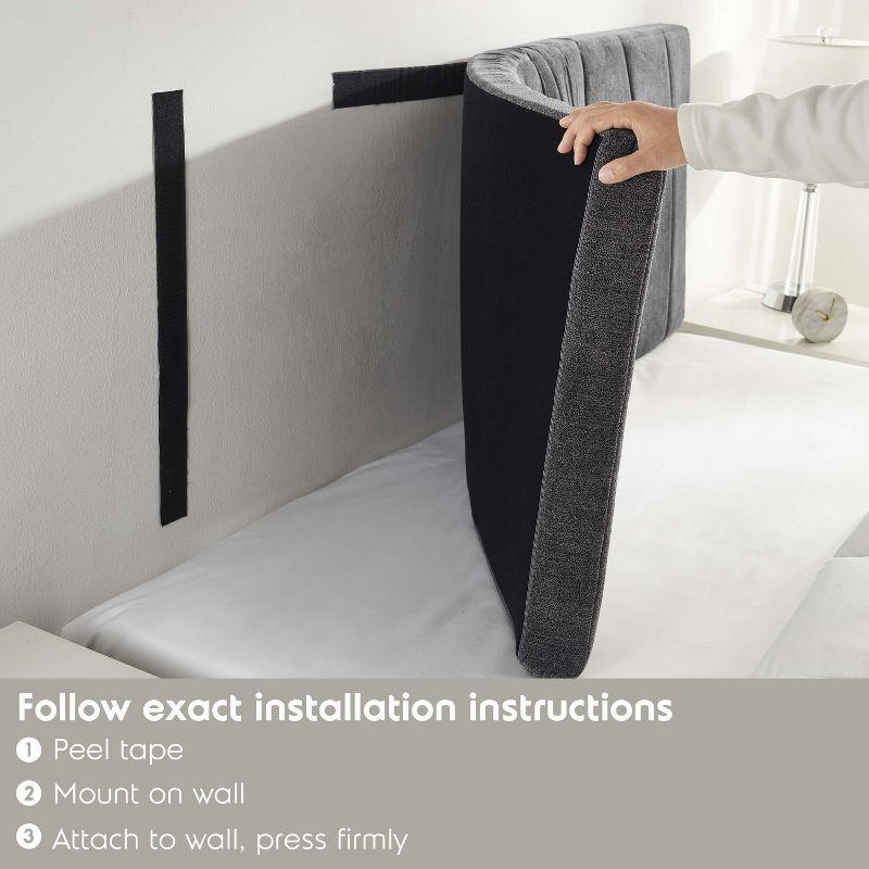 Upholstered Queen Headboard - Easy Assemble Wall Mounted Headboard with 3D Soundproof Wall Panels for Queen Size Bed - Gray