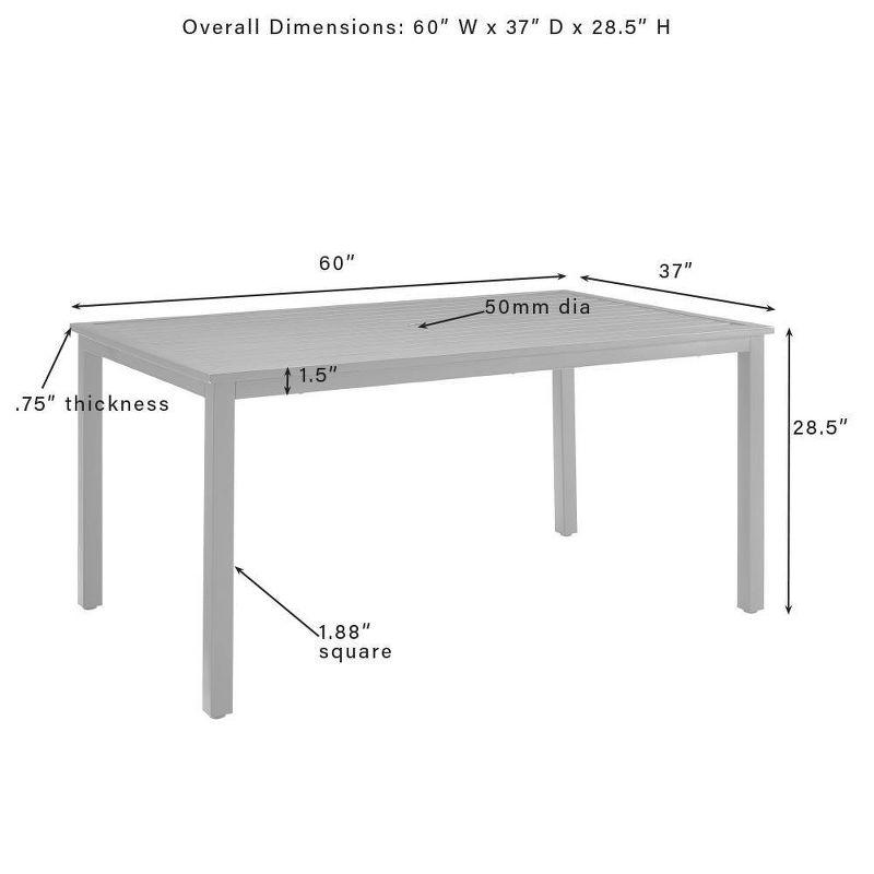 Hansen Rectangle Outdoor Metal Dining Table: Powder-Coated Steel, Umbrella Hole - Crosley