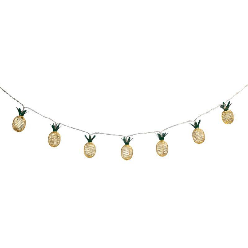 Northlight Seasonal 10 B/O LED Warm White Gold Pineapple Mini Lights - 3' Clear Wire