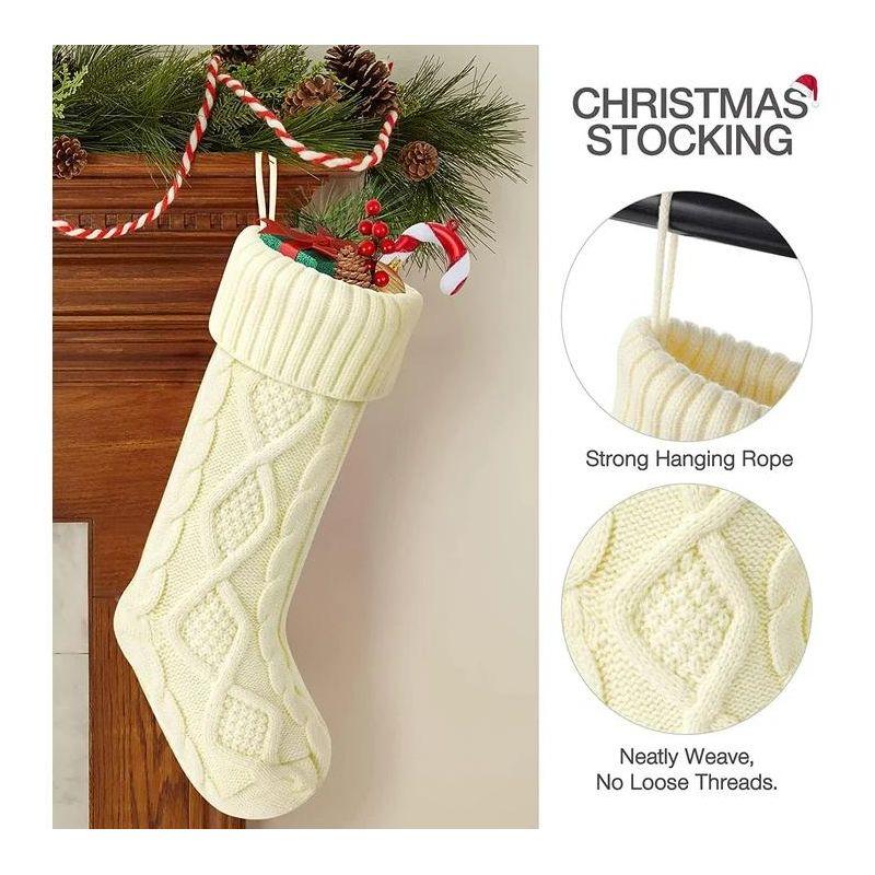 MOVSSOU Knit Christmas Stockings 18" Rustic Farmhouse Stocking 6 Pack