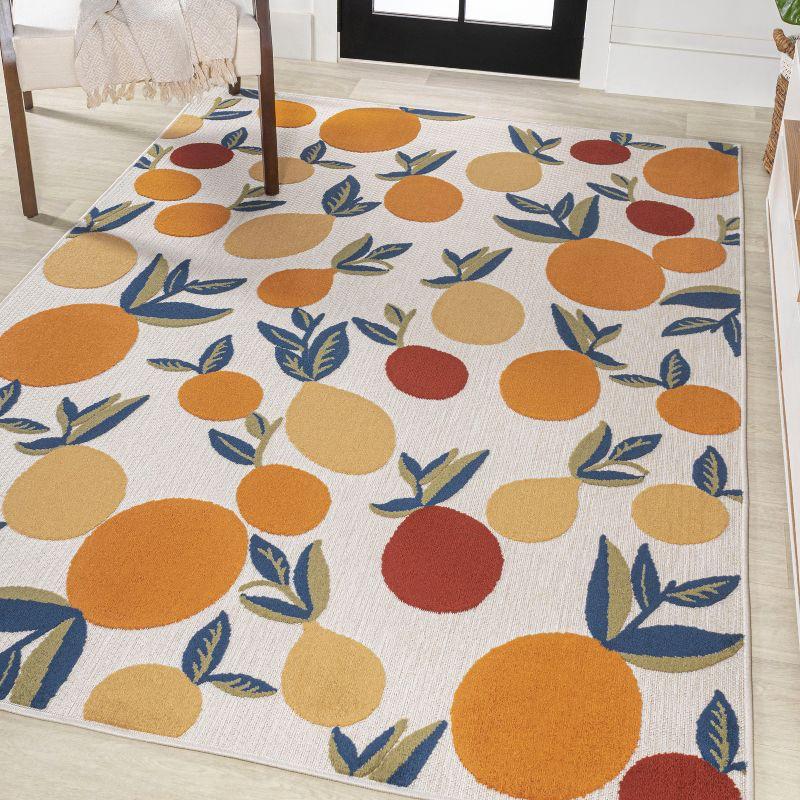 4' x 6' Limone Bold Lemon High-Low Indoor/Outdoor Area Rug, Orange/Beige/Cream - JONATHAN Y