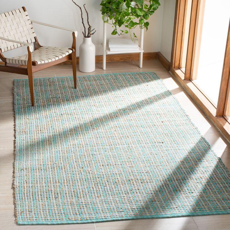 Green Flat Woven Handmade Cotton Reversible Area Rug