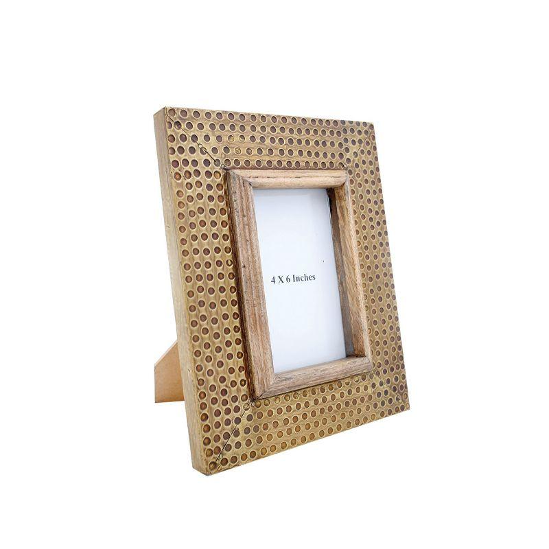 4 x 6 inch Decorative Distressed Hammered Brass Metal Picture Frame - Foreside Home & Garden