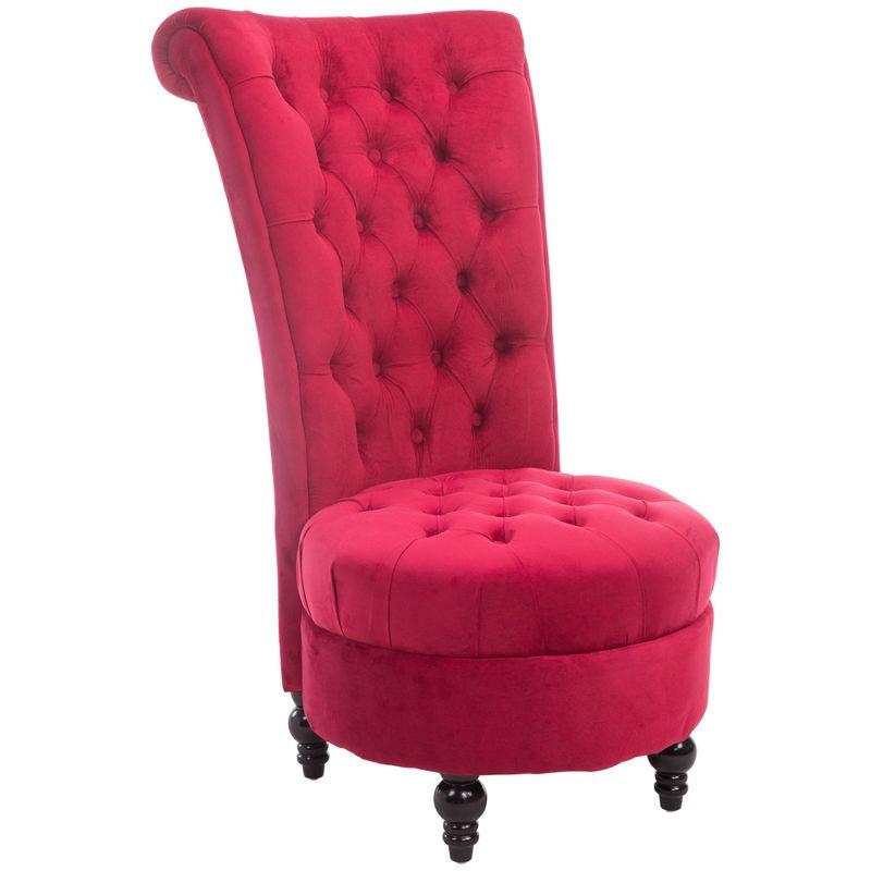 Crimson Red Velvet High Back Tufted Side Chair