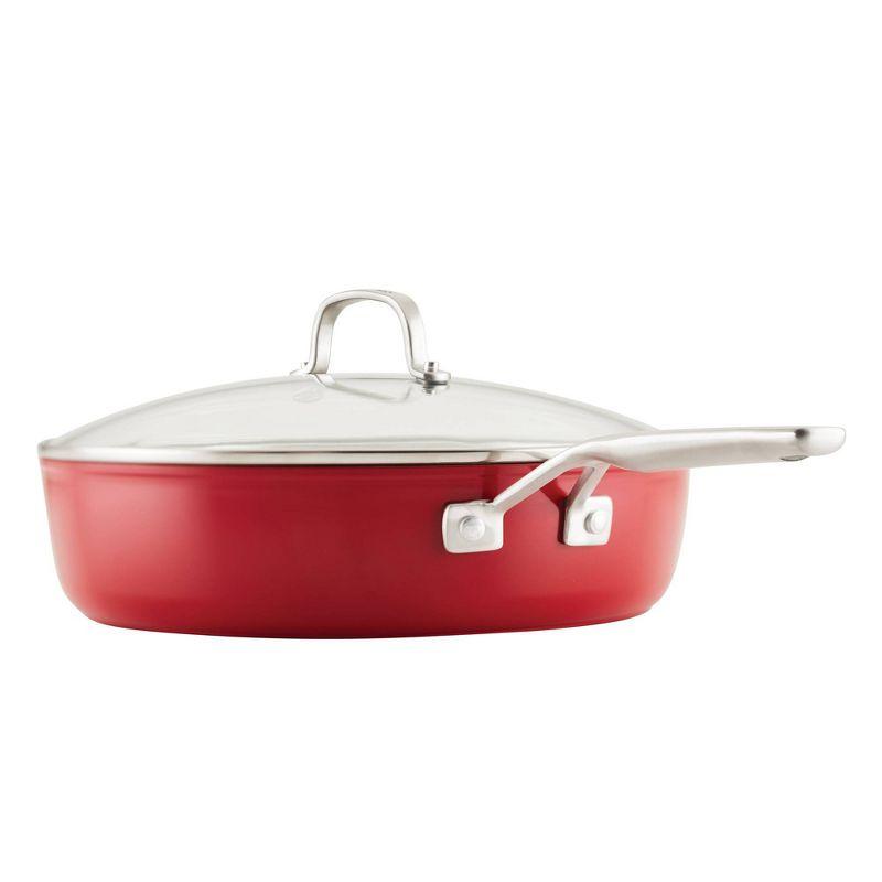 KitchenAid 5qt Hard Anodized Ceramic Nonstick Saute Pan with Lid Empire Red: Hand Wash, Gas & Electric Compatible