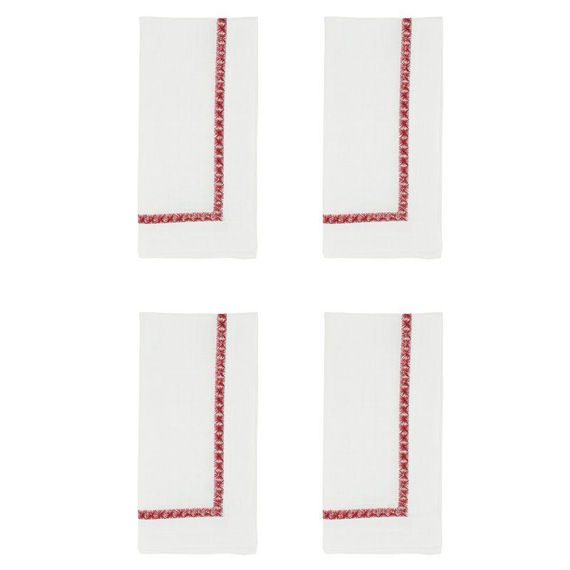 Saro Mayer Collection Polyester Embroidered Square Napkin (Set of 4)