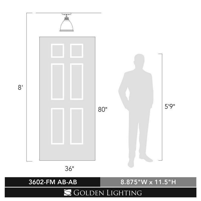 Golden Lighting Duncan 1-Light Flush Mount in Matte Black with Black