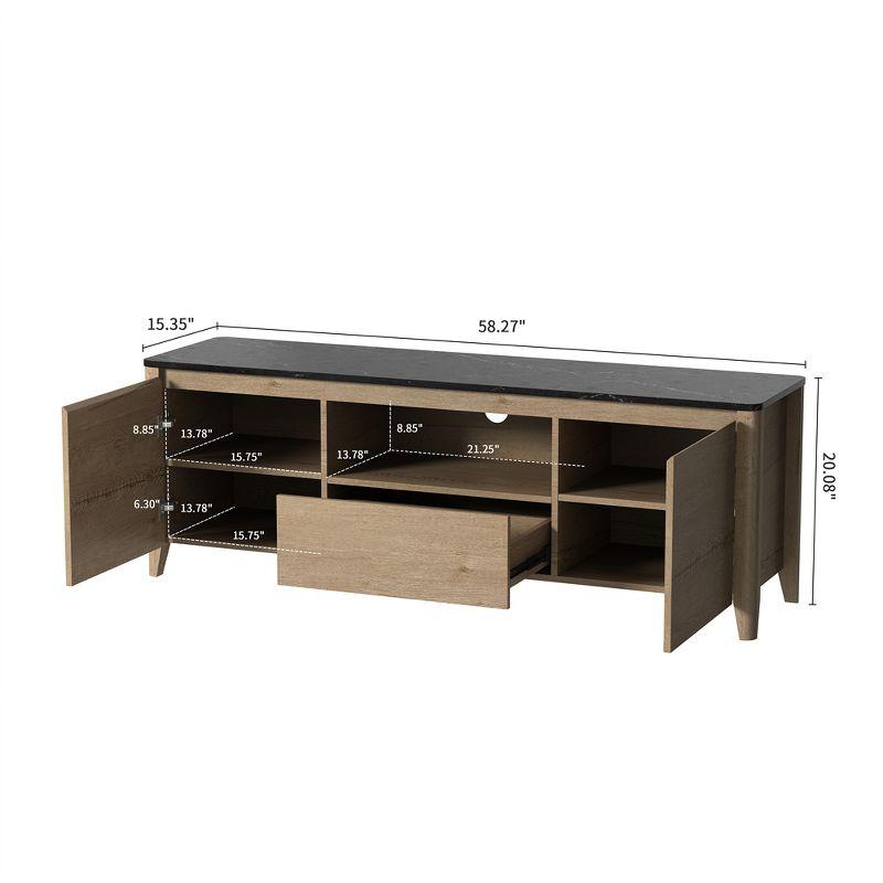 58" Modern TV Stand For Up To 80 Inch TV, Entertainment Center With Storage, Media TV Console Table With LED Lights, Media Consoles For Living Room