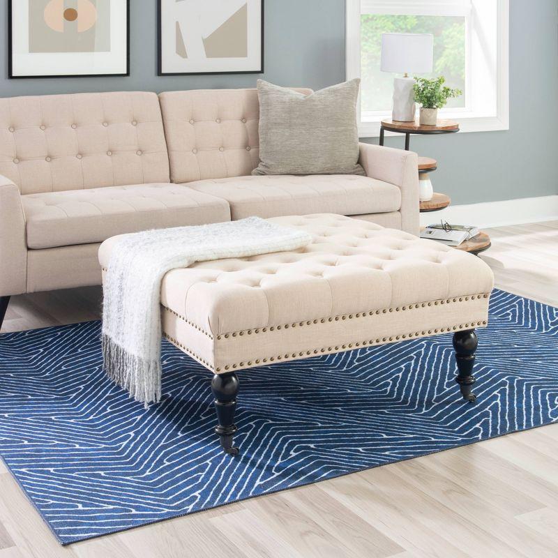 Kelly Clarkson Home Landis 35" Nailhead Trim Tufted Upholstered Ottoman
