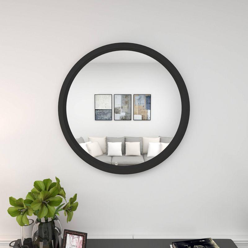 32" Contemporary Wood Wall Mirror Black - Olivia & May: MDF Frame, No Assembly, Wall Mount