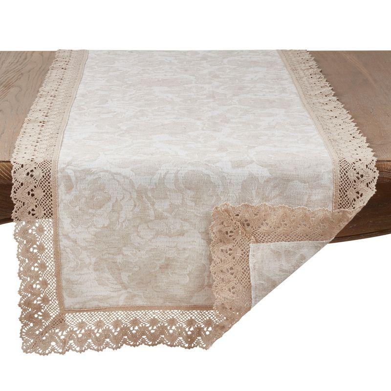 Saro Lifestyle Table Runner With Jacquard Lace Trim Design