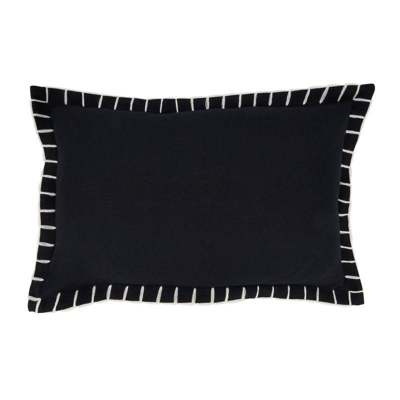 Black Rectangular Chunky Whip Stitch Lumbar Throw Pillow