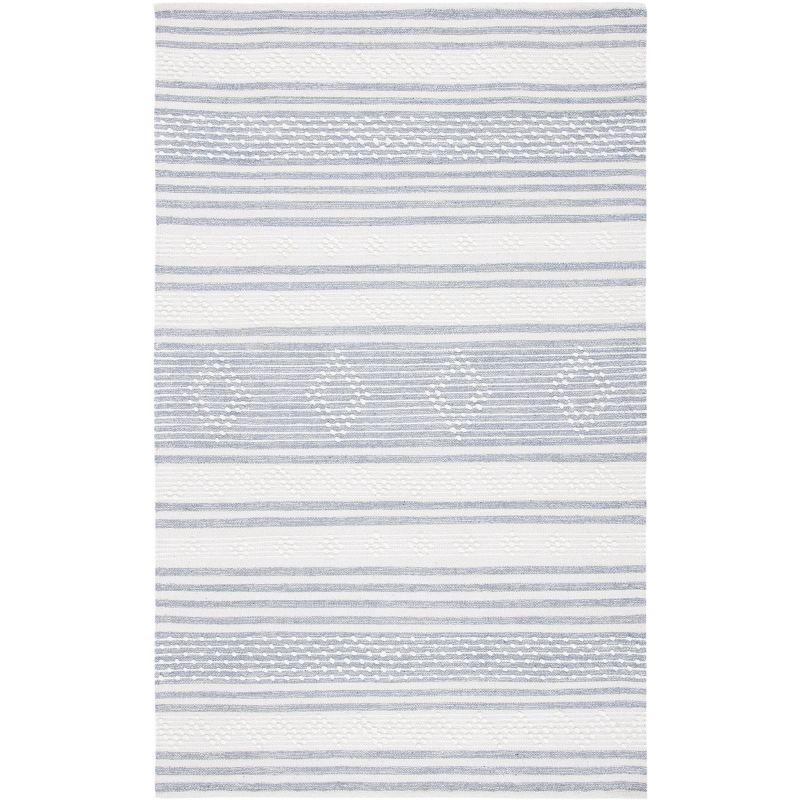 Bohemian Ivory Stripe Handwoven Kilim Area Rug - 5' x 8'