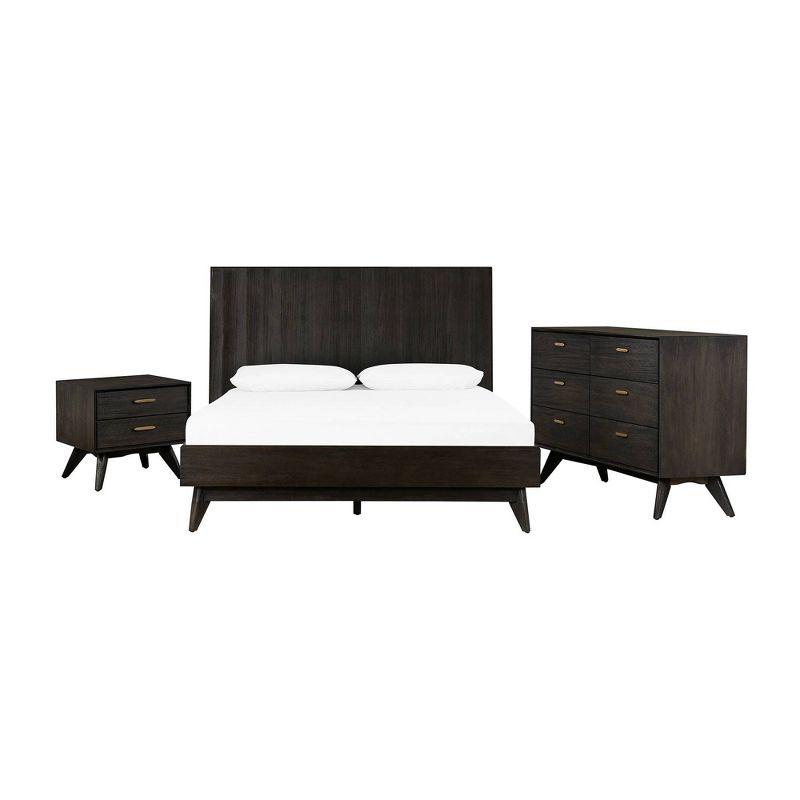 Baly 6 Drawer Mid-Century Modern Dresser Brown - Armen Living: Wood Frame, Includes Anti-Tip Hardware