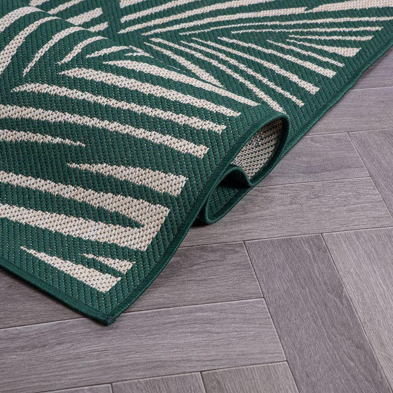 World Rug Gallery Contemporary Palm Leaf Textured Flat Weave Indoor/Outdoor Area Rug - GREEN 7'10"X10'