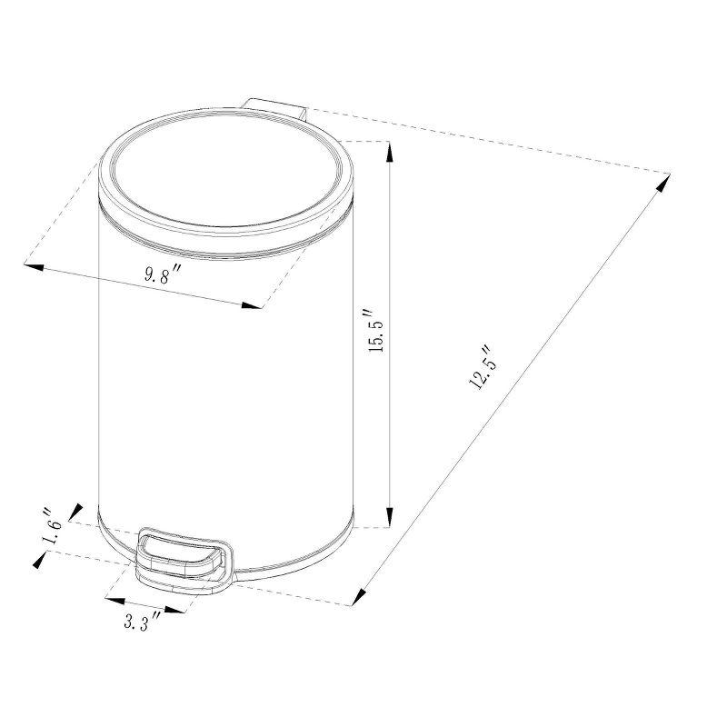 12L Round Step Trash Can White - Brightroom™: Stainless Steel, Indoor Bin with Lid, Smooth Finish, 3.1 Gallon Capacity