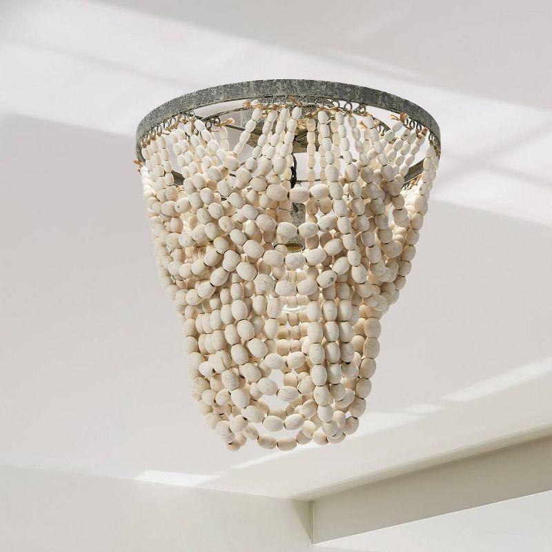 Tiered Draped Wood Bead and Metal Semi-Flush Light - Storied Home