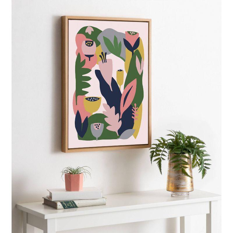 18" x 24" Sylvie Myriam's Garden by Myriam Van Neste Framed Wall Canvas Natural - Kate & Laurel All Things Decor: Modern Style