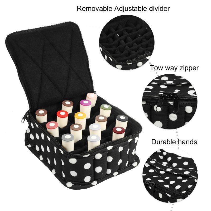 Unique Bargains Nail Polish Carrying Case Nail Polish Organizer Case for 30 Bottles 15ml/0.5 fl.oz Travel Storage Bag Nylon White Black 1 Pcs