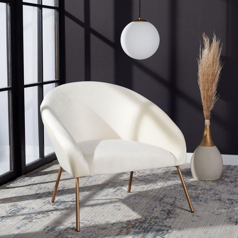 Luxurious Off-White Velvet Barrel Accent Chair with Gold Legs