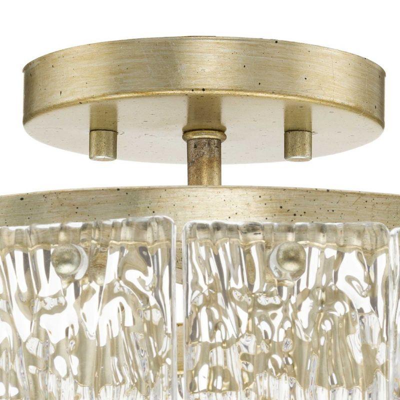 Progress Lighting Chevall 2-Light Semi-Flush Mount, Gilded Silver, Artisanal Glass, Modern Organic, Luxe, Transitional.