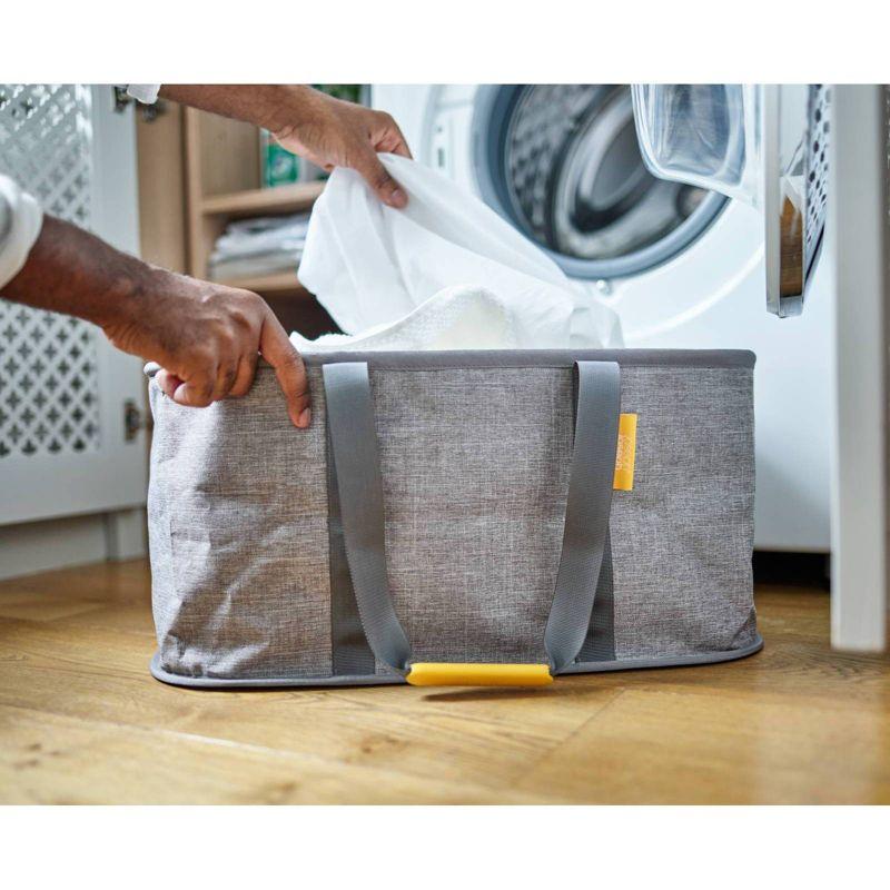 Gray Collapsible 35L Fabric Laundry Basket with Handles