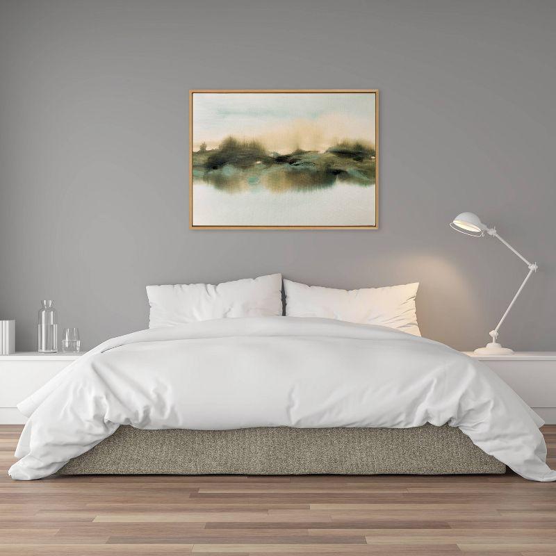 28" x 38" Sylvie Tranquil Meadows Framed Canvas by Amy Lighthall Natural: Home Office Wall Decor - Kate & Laurel All Things Decor