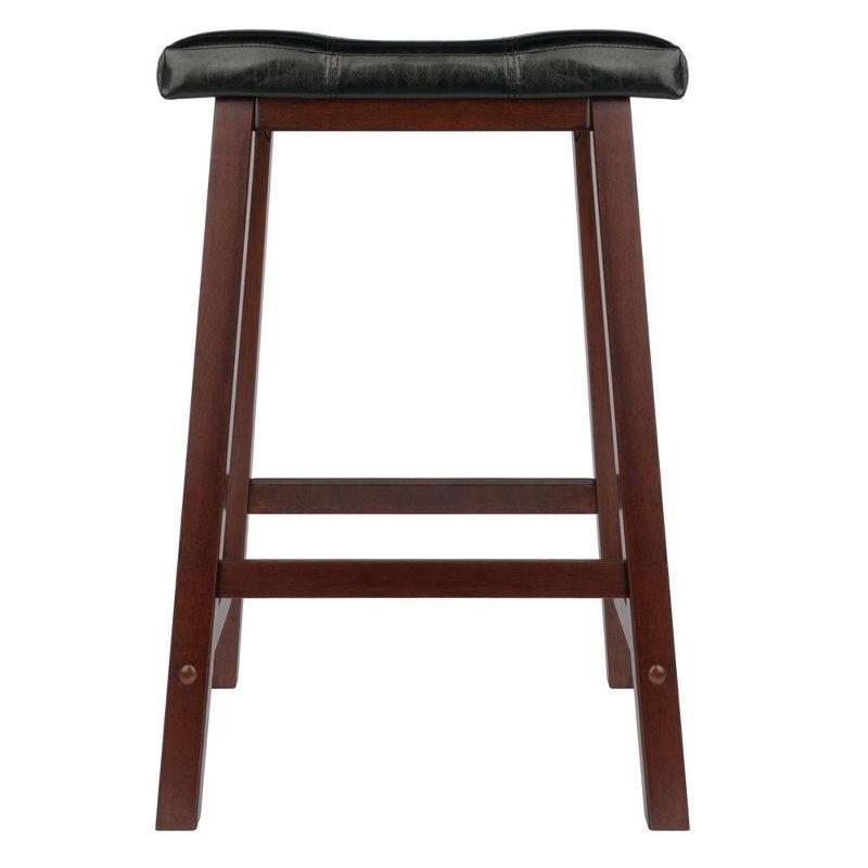 Winsome Mona Cushion Saddle Seat 24.84" Counter Height Barstool Hardwood/Toasted Walnut: Faux Leather, Wood Legs