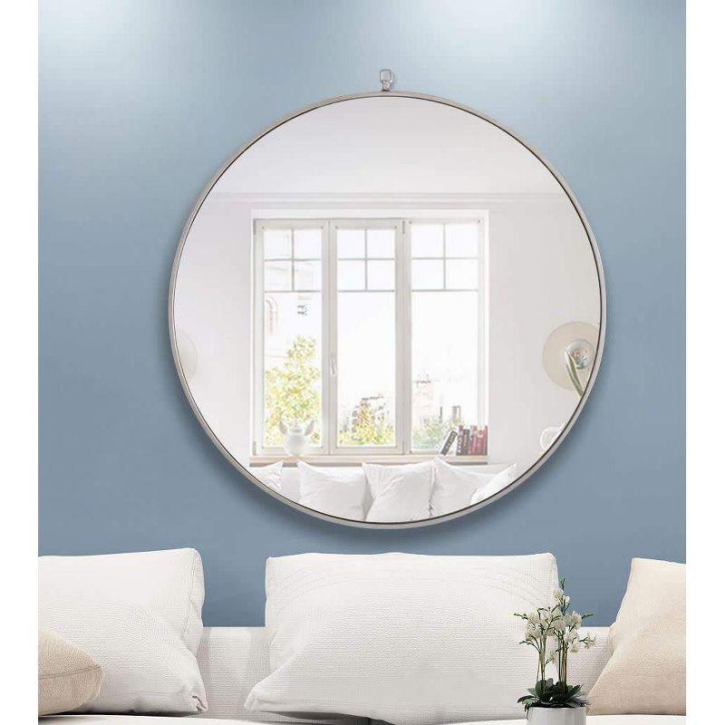 Elegant Lighting Metal frame Round Mirror with decorative hook 42 inch Black finish