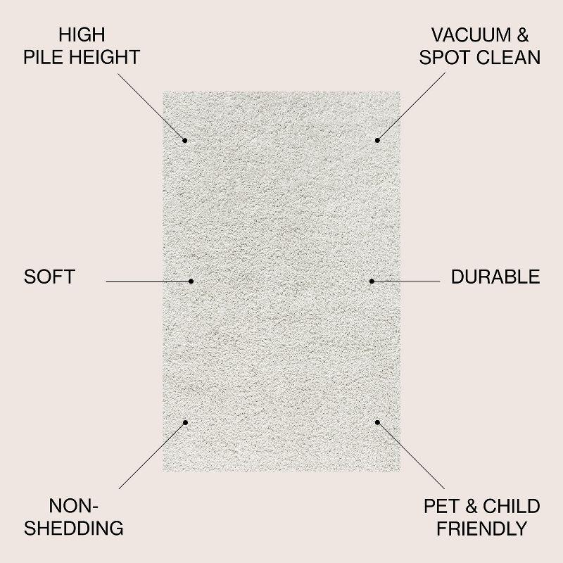 5'x8' Mercer Shag Plush Area Rug, White - JONATHAN Y