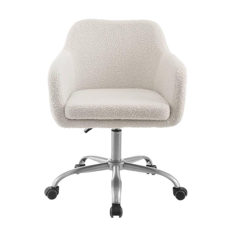 Contemporary Sherpa Swivel Office Chair in White