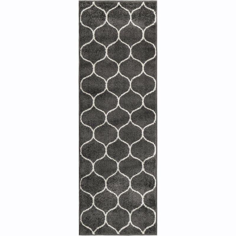 Unique Loom 2' 0 x 6' 0 Trellis Frieze Rounded Dark Gray Area Rug