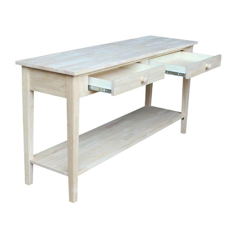 60" Spencer Extended Length Console Server Table Light Brown - International Concepts: Hardwood Foyer Storage