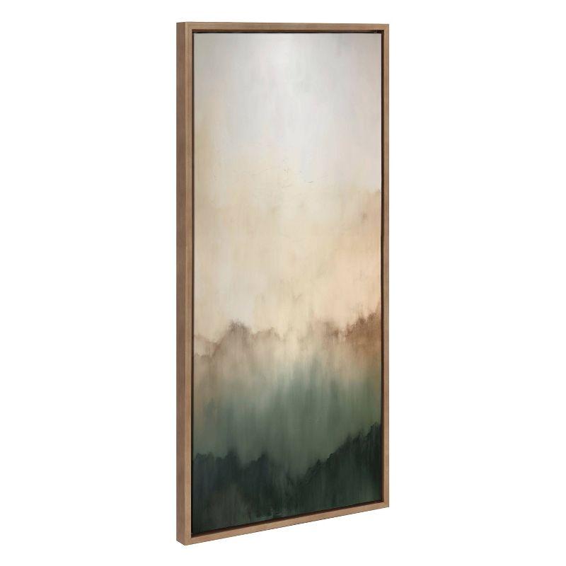 Green Mountain Abstract Landscape Canvas Print with Gold Frame