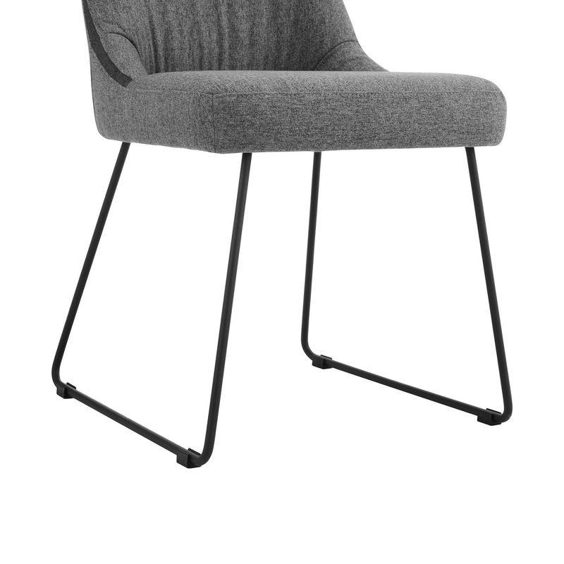 Set of 2 Quartz Fabric and Metal Dining Chairs Gray - Armen Living