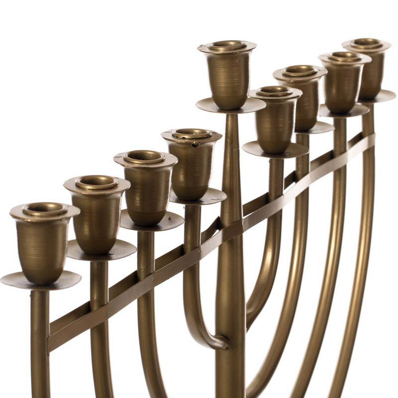 Modern Brass Hanukkah Menorah with 9 Branches