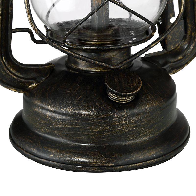 Franklin Iron Works Murphy Industrial Rustic Accent Table Lamp 23" High Weathered Bronze Miner Lantern Oatmeal Fabric Shade for Bedroom Living Room