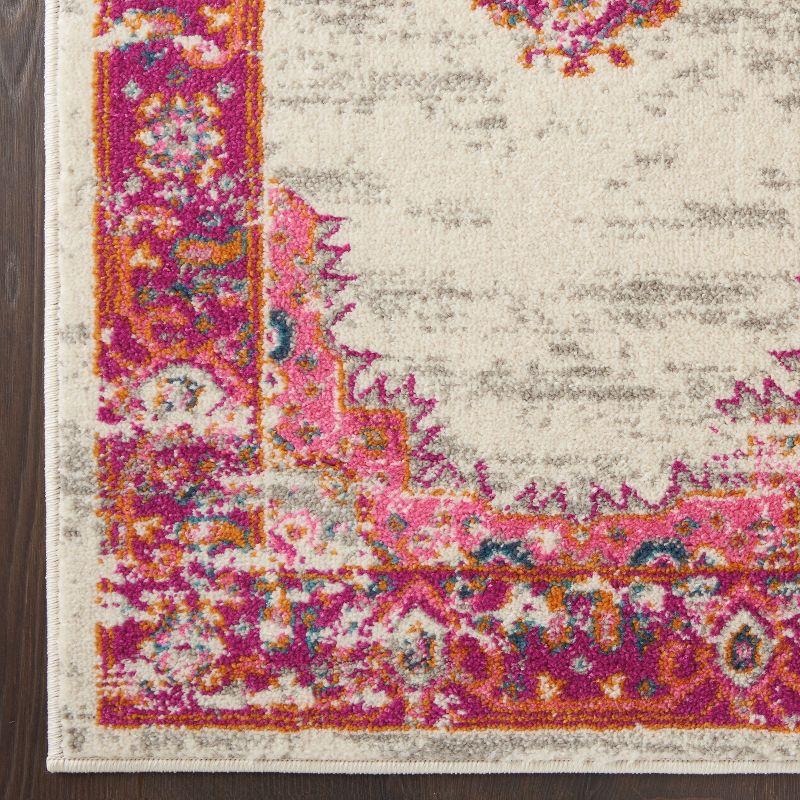 Nourison Passion Medallion Bohemian Indoor Rug Ivory/Fuchsia 9' x 12'
