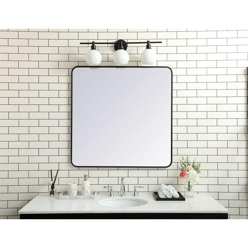 Elegant Lighting Soft corner metal rectangular mirror 36x36 inch in Black