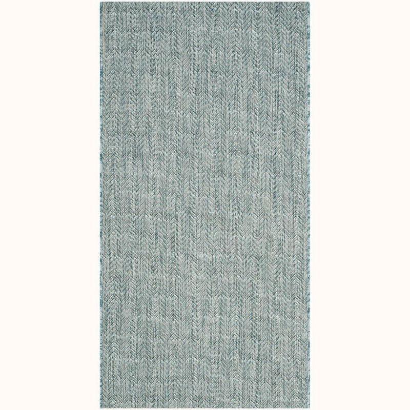 Courtyard CY8022 Power Loomed Indoor and Outdoor Accent Rug - Aqua/Grey - 2'7"x5' - Safavieh