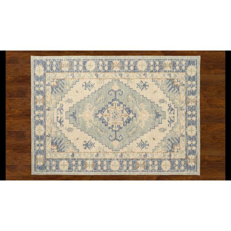 Momeni Anatolia Mateo Blue 2'x3' Accent Rug: Traditional Wool & Nylon Medallion, Low Pile Indoor Area Rug