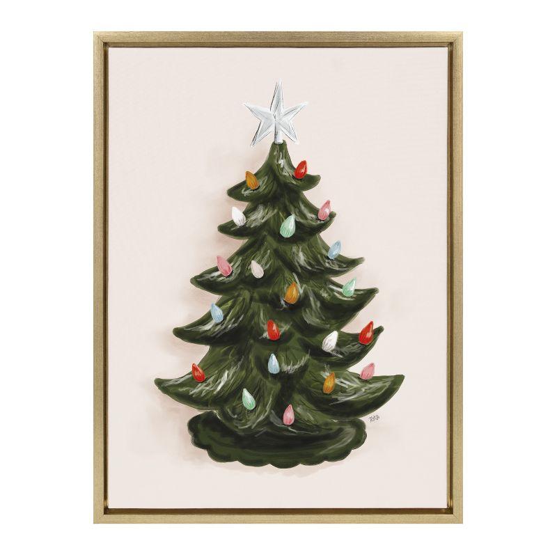 Grandma's Tree Green Christmas Canvas Print with Gold Frame, 18x24