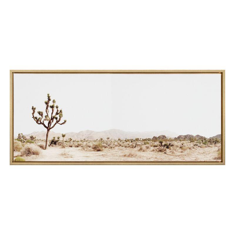 Kate and Laurel Sylvie Lone Joshua Tree Framed Canvas by Amy Peterson Art Studio, 18x40, Bright Gold