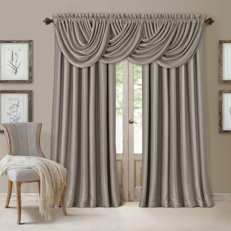 Silver Faux Silk Blackout Pleated Drape Panel