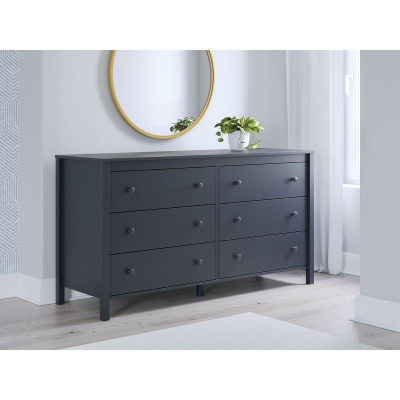 Navy Blue Transitional Six Drawer Dresser with Levelers